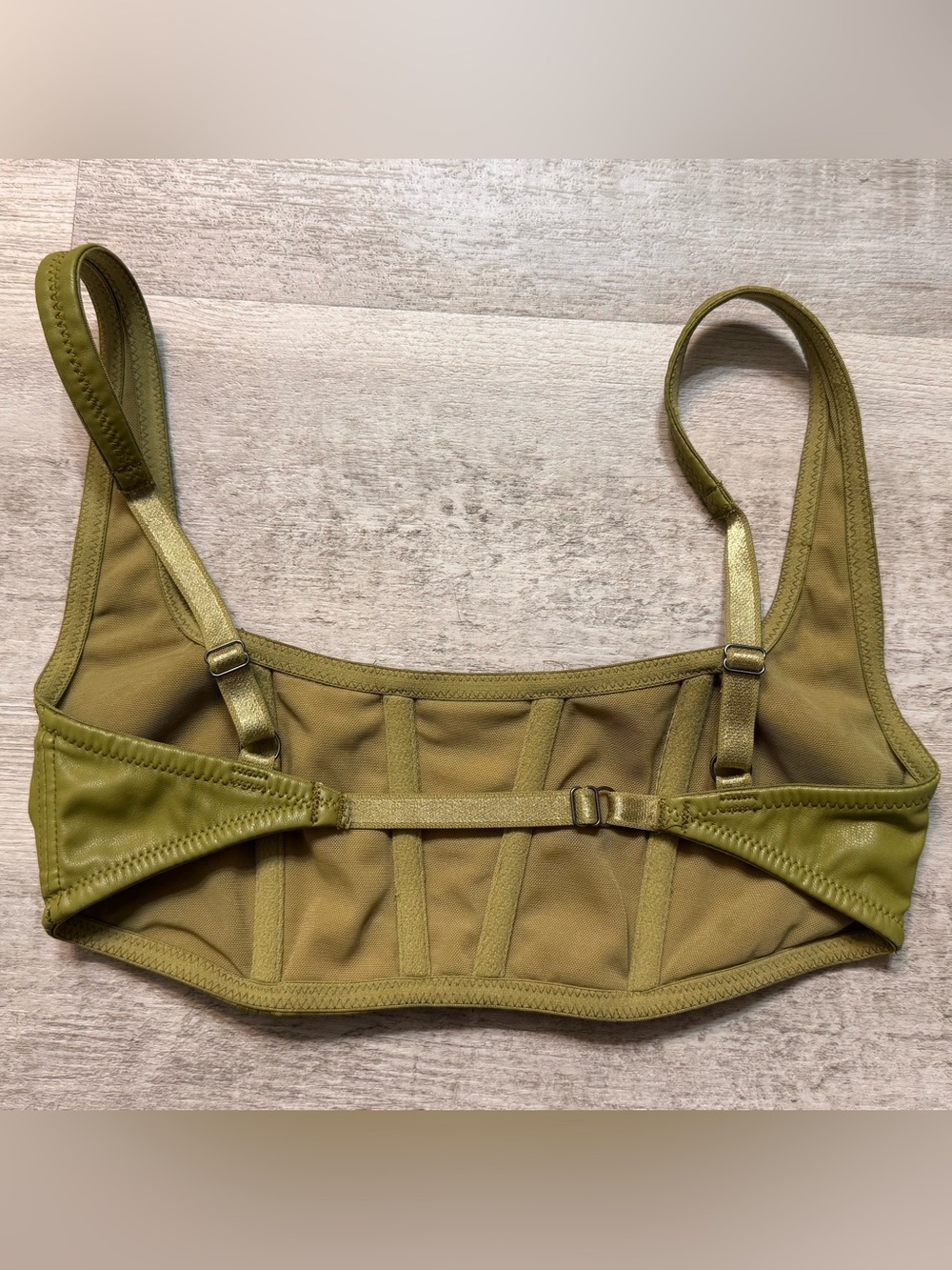Urban Outfitters Out From Under Beau Faux Leather Bra Top Small Olive Green - Picture 2 of 6